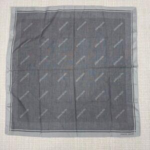 Pierre Cardin Pocket Square Handkerchief Gray Patterned Logo Vintage‎